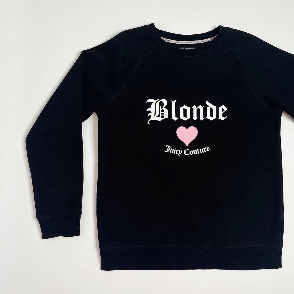 Juicy Couture Black Crewneck Sweater with Pink Heart